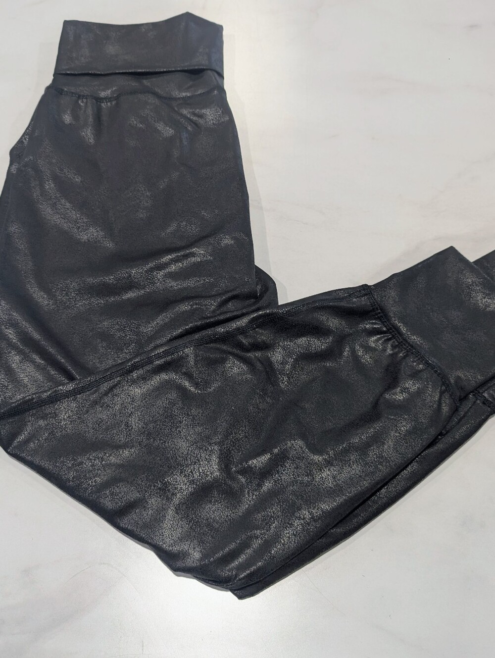 aerie Black Shiny Track Joggers